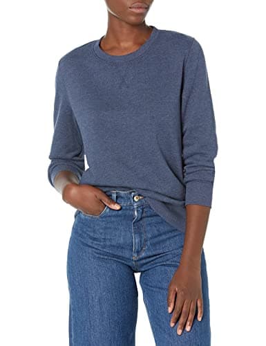 Image of Amazon Essentials Women's Fleece Crewneck Pullover Sweatshirt (Available in Plus Size), Navy Heather, L