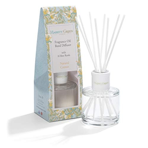 Image of Hassett Green London - Natural Cotton - Fragrance Oil Reed Diffuser - 100ml Glass Bottle with 8 Fibre Reeds