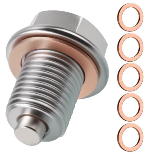 Image of Magnetic Oil Drain Plug, M16X 1.5 Stainless Steel Sump Drain Nut Bolt with 5pcs Copper Crush Washer, Replacement Universal Oil Plug for Most Cars Motorcycle Boats