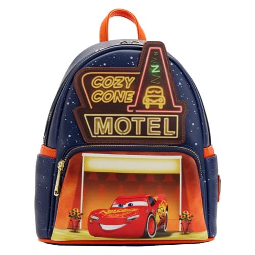 Image of Loungefly Disney Pixar Moments Cars Cozy Cone Womens Double Strap Shoulder Bag Purse, Multi, One Size, Disney Pixar Moments Cozy Cone Mini Backpack