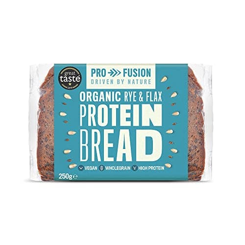 Image of Profusion Organic Protein Bread 250g, Pack of 9 - Rye & Flax Seed - Wholegrain, Source of Fibre & Alternative to Wheat Bread - Low Carb Bread - Vegan & Plant-Based Protein