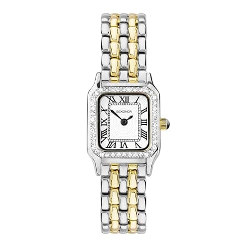 Image of Sekonda Monica Ladies 20mm Quartz Watch, Two Tone Alloy Case & Bracelet with Stone Set Bezel & White Dial 40640
