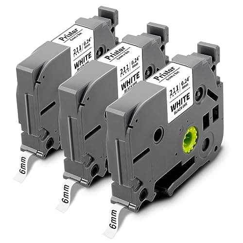Image of Pristar Compatible TZe-211 Label Tape Replacement for Brother P-Touch Tape 6mm TZe211 Tz-211 TZc 211 for Brother PT-H100LB PT-H101C GL-H105 PT-H110 PT-H107B PT-D210 PT-E110, Black on White, 3-Pack