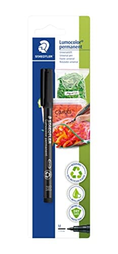 Image of STAEDTLER Lumocolor 317-9 BK-1 Permanent Film Pen for Kitchen Freezer Bags and Boxes, Storage Jars and Much More Waterproof Fade-Resistant Black