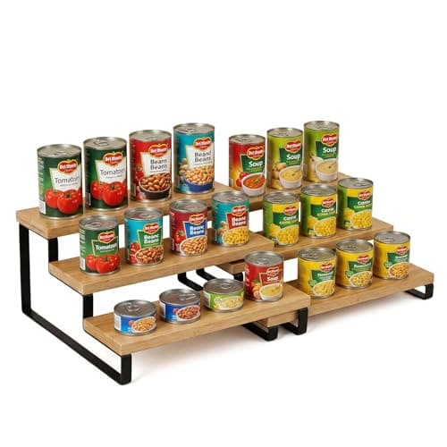 Image of Raoletin Can Storage Expandable 3 Tier Can Storage Organiser for Cupboard, Adjustable Dual-Use Can Holder Holds Up to 24 Cans, Kitchen Counter Storage for Cans, Soda, Soup & Tinned Food