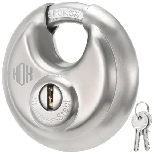 Image of Heavy Duty Padlock with Key – 70mm Stainless Steel Commercial Discus Keyed Lock, High Security, 1 Pack