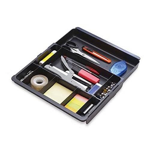 Image of Exacompta - Ref 316014D - Office Drawer Adjustable Insert - 298 x 246 x 36mm in Size, Fully Adjustable Width, Suitable for Organising Small Accessories - Black