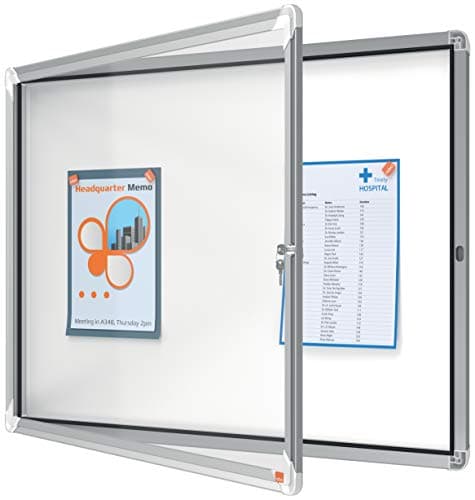 Image of Nobo Outdoor Magnetic Lockable Notice Board 8 x A4, Premium Plus, White, 1902579