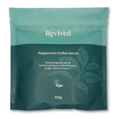 Image of Revived Peppermint Coffee Body Scrub 300g | Smooth, Soften, Hydrate, Nourish & Condition Your Skin | Upcycled Coffee Grounds, Salt, Sugar, Jojoba & Olive Oils, Vitamin E | Vegan | Lab-Formulated