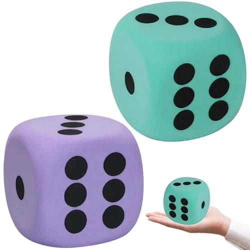 Image of 2pcs Large Dice Set, 8cm Rounded Corners Large Foam Dice, With Numerical Dots Giant Foam Dice, Cube Fidget Toy, Suitable for Themed Party Games and Enhancing Intelligence
