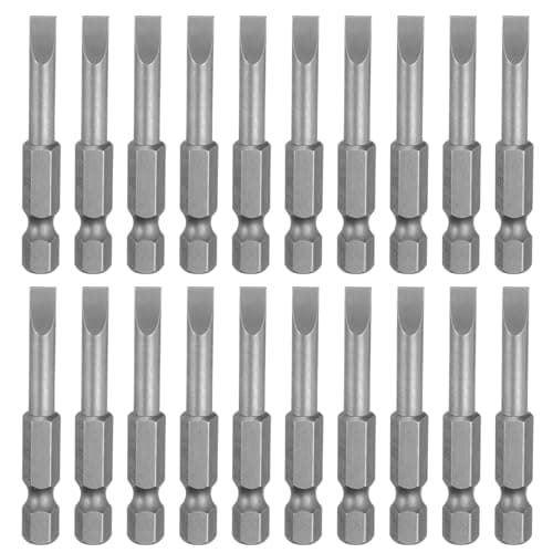 Image of sourcing map 20pcs SL5 Slotted Screwdriver Bits 5.5mm Slotted Tip 1/4" Hex Shank 50mm (2") Long Magnetic Flat Head S2 Steel Screw Driver Drill Bits Industrial Power Screwdriver Bit