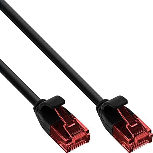 Image of InLine Slim Patch Cable U/UTP, Cat. 6, black black black 2.5 m