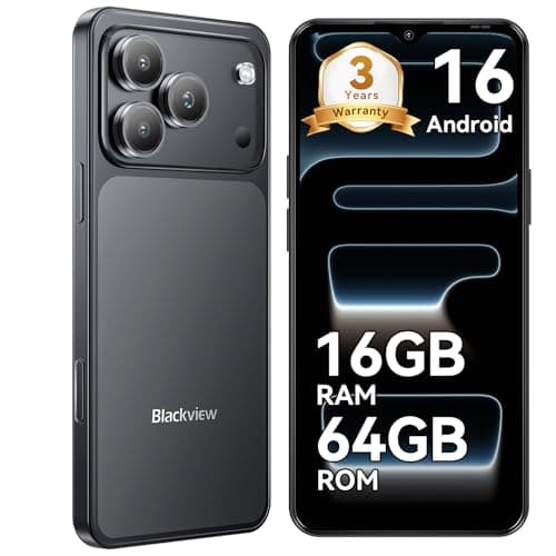 Image of Blackview Wave 7C Sim-free & Unlocked Mobile Phones, 32MP Smart Phones,16GB+64GB Android 16 Phone, Phone Android, 6.56" Cheap Android Phone, Face Unlock, WIFI 5G/GPS/IP54/3.5mm/3 Year Warranty, Black