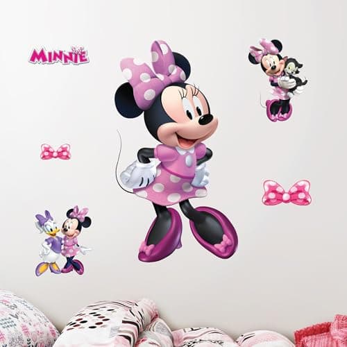 Image of Disney Minnie Mouse Wall Decals - 20.5" Vinyl Stickers for Bathroom Nursery Bedroom Decor - Peel and Stick Room Decorations