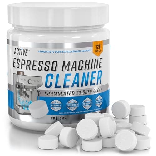 Image of Espresso Machine Cleaning Tablets Cleaner - ACTIVE Backflush Group-head Oil Remover Solution Tablet, Compatible with Sage, Breville Barista Max, Gaggia, Delonghi, Tassimo Bosch, Dolce Gusto - 120 Tabs