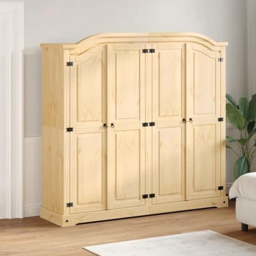 Image of NITCA Wardrobe Corona,Modern 2 Door Large Wooden,Wardrobe Clothes Closet Storage,Tall Free Standing Wardrobe Case Cabinet Shelf Unit,Solid Wood Pine, brown 194x52x186 cm Tipo 1