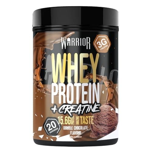 Image of Warrior Whey Protein Powder + Creatine 500g, 20 Servings – High Protein Shake Supplement for Muscle Growth, Recovery & Weight Loss – Low Sugar, Low Carb, Meal Replacement Shake – Double Chocolate
