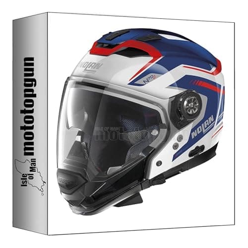 Image of nolan motorbike helmet adventure n70-2 gt 06 switchback metal white blue - red size xl mototopgun