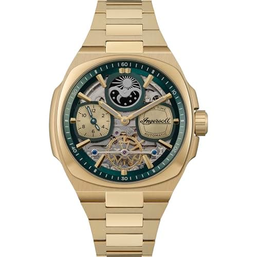 Image of Ingersoll The Spirit Mens 46.7mm Automatic Watch with Green Dial and Gold Stainless Steel Bracelet I15803