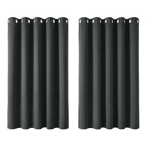 Image of Deconovo Window Decoration Super Soft Thermal Insulated Eyelet Blackout Curtains for Bedroom 66 x 54 Drop Inch Dark Grey 2 Panels