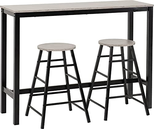 Image of Seconique Athens Breakfast Bar Table and 2 Chairs Set in Concrete Effect