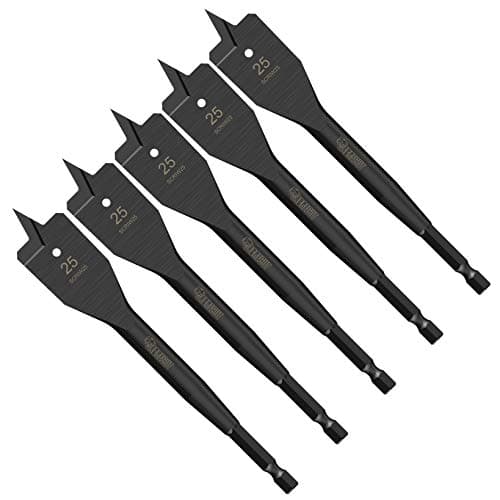 Image of 5 x SabreCut SCRIW25_5 25mm x 152mm Impact Rated Flat Wood Spade Bits for Softwood Hardwood Chipboard
