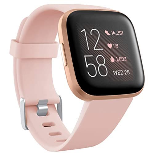 Image of Wepro Compatible with Fitbit Versa/ Fitbit Versa 2 Strap - Smooth Silicone Classic Replacement Wristband Straps for Versa Lite/Versa 2, Small Pink Sand