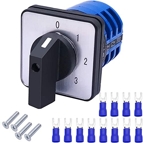 Image of Taiss Universal Selector Changeover Switch 32A 690V 4 Position 12 Terminals Latching Rotary Cam Switch + SV2-4s Blue Connection Terminal LW26-32 0-3/3