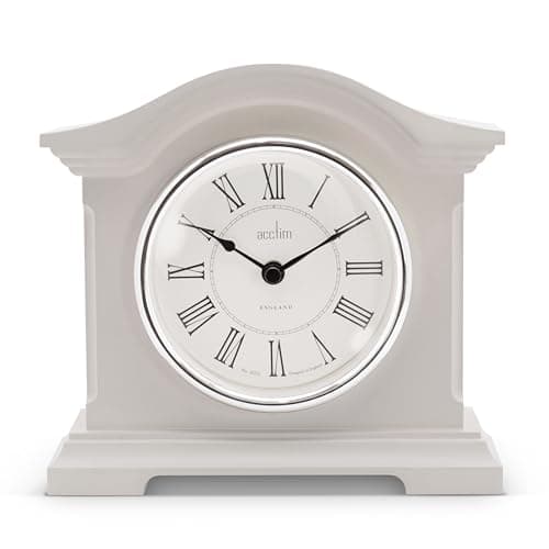 Image of Acctim Cliffburn Mantel Clock Quartz Glass Lens Taupe