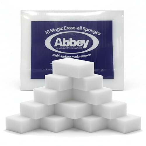 Image of Abbey 20 White Magic Eraser Sponge for Cleaning – Cleaning Melamine Sponges for Stain & Mark Removal – Magic Eraser Sponge for Walls, Kitchens, Bathrooms, Paint Eraser -Dust Sponge 9.9x6x2.5cm