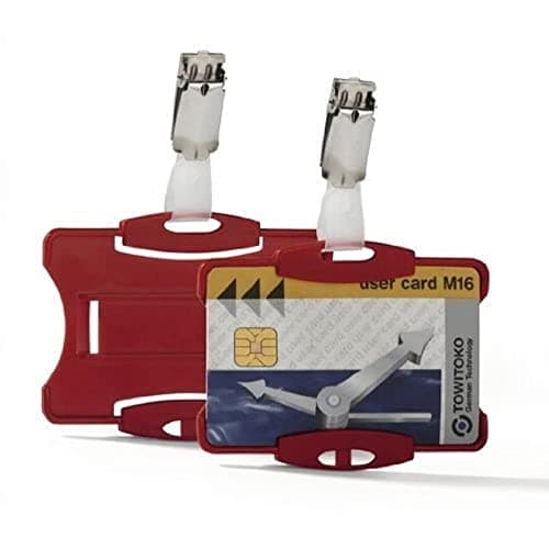 Image of Durable Duo Security Pass Holder 54 x 85 mm Red | Holds Up to 2 ID/Security Cards | Pack of 25 | Ideal for Holding Swipe Cards, ID Cards, etc.