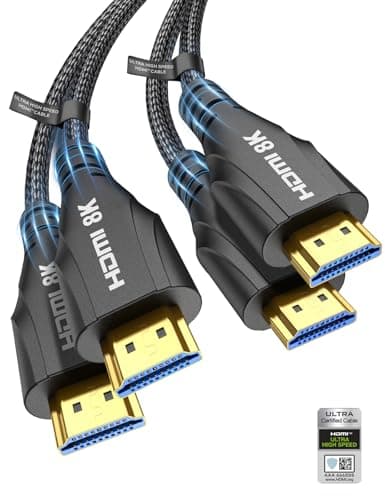 Image of Cratree HDMI Cable 1M 2Pack Certified,8K Ultra High Speed HDMI Cable 4K 120hz 8K 60hz 10K 48Gbps,HDCP 2.3 Dolby Atmos Vision eARC Compatible with HDTV PS5 Xbox Blu-ray Gaming Monitor Laptop PC