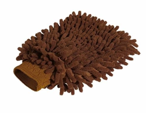 Image of Microfibre Car Wash Mitt Glove – Super Absorbent Chenille Cleaning Glove for Car, Bike, Motorcycle, Home & Window Cleaning – Scratch-Free, Lint-Free, Reusable Wash Mitt (Brown)