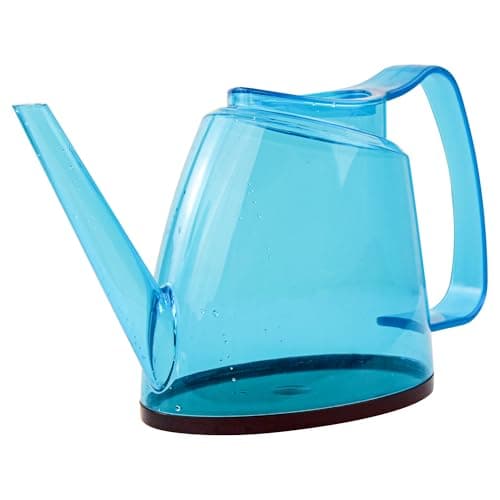 Image of 1.5L Plastic Blue Watering Can with Long Spout & Wide Oval Mouth, Comfort Grip, Indoor Outdoor Plant Watering Pot for Garden Flowers & Houseplants