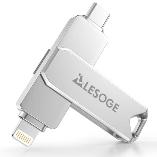 Image of LESOGE MFi Certified 128GB USB C & Lightning Memory Stick - Dual Interface Flash Drive with USB C Adapter, iPhone External Storage, USB 3.0 High-Speed for Photos/Videos (iOS/Android/PC/Mac)