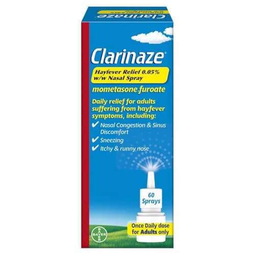 Image of Clarinaze Hayfever Relief Nasal Spray, Prescription Strength, Effective Relief from Allergy Symptoms, mometasone furoate 0.05%, 60 Sprays.