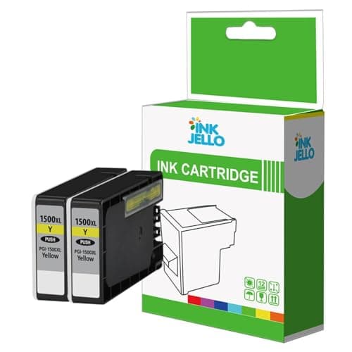 Image of InkJello Ink Cartridge For Printer, Compatible With Canon MAXIFY MB2050 MB2150 MB2155 MB2350 MB2750 MB2755 PGI-1500XL (Yellow 2-Pack)