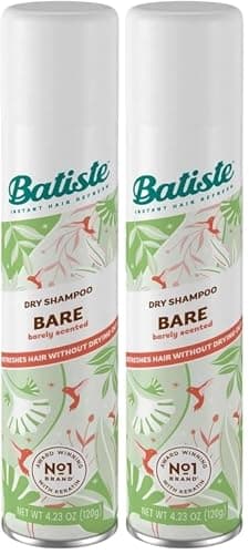 Image of Batiste Dry Shampoo in Bare 200ml, Barely Scented Light Fragrance, No Rinse Spray to Refresh Hair in Between Washes (Pack of 2)
