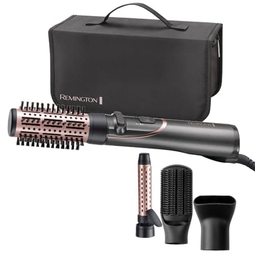 Image of Remington Rotating hot air brush (automatic) Curl & Straight 3-in-1 ion styler: volume, curls and smooth styles, 4 accessories (volume styler, curling iron, styling concentrator, paddle brush) AS8606
