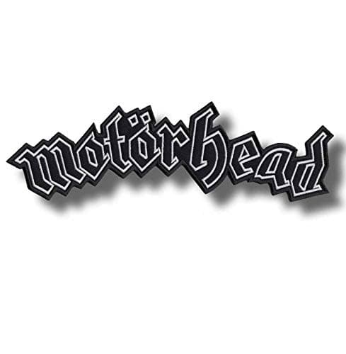 Image of Motorhead 1 Patch Embroidered Iron on Applique, White/Black, Adult