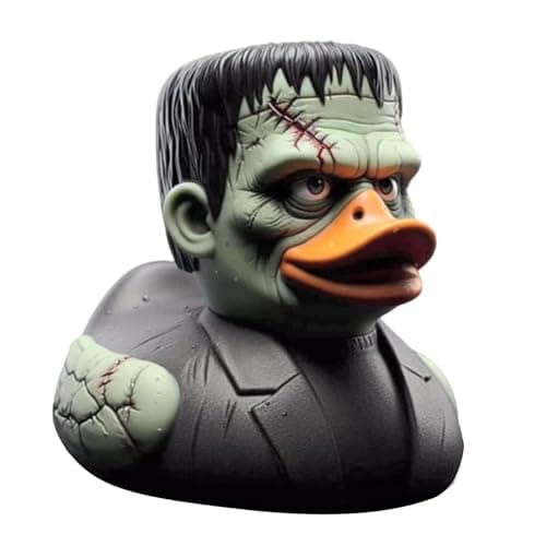Image of Classic Horror Movie Collectible Duck Figurine, 3.55'' Character Resin Statue, Weird Halloween Decoration, Beetlejuice's Annabelle's Frankenstein Duck Figure Ornament