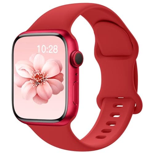 Image of Yoohoo Soft Silicone Strap Compatible with Apple Watch Straps 38mm 40mm 41mm 42mm 44mm 45mm 46mm 49mm Women Men,Sport Replacement Bands for iWatch Series 11 10 9 8 7 6 5 4 3 2 1 SE Ultra,Red