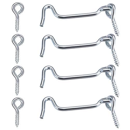 Image of ZXUEZHENG 4Pcs 1.5 inches Cabin Latch and Hook Eye Gate Door Swivel Window Door Hook with Mounting Screws