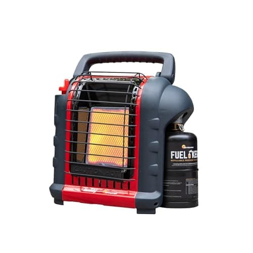 Image of Mr. Heater Portable Buddy Heater - 9000 BTU Propane Heater with Foldable Handle, Piezo Ignition, Safety Features, and Convenient Portability - Perfect Heating Solution - Red-Black