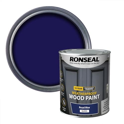 Image of Ronseal 10 Year Weatherproof 2 in 1 Wood Paint Royal Blue Gloss 750ml