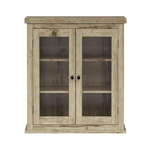 Image of Teamson Home Donovan Removable Two-Door Wall Cabinet with Adjustable Shelves, Light Oak