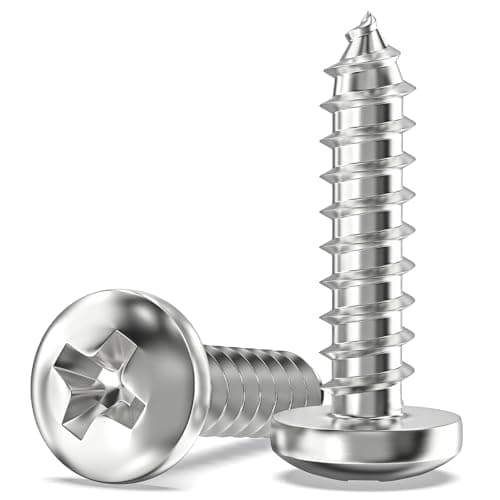 Image of Valorada 50Pcs M6 Screws for Wood, Metal, Plastic, M6 x 25mm Button Head Self Tapping Screws, Phillips Drive, 304 Stainless Steel, Full Thread
