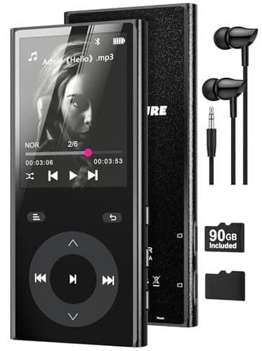 Image of 90GB MP3 Players with Bluetooth 5.3, MP3 Player with 2 TF Card Slots, 2.4" Color Screen, Touch Buttons, Music Player Built-in Speaker, HiFi Sound, Supports up to 256GB, Earphones Included