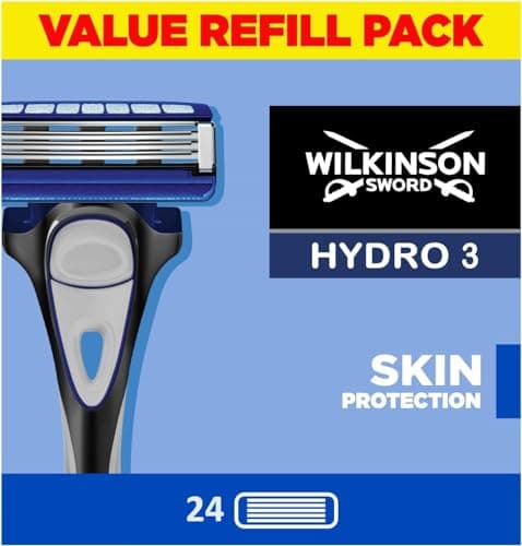 Image of WILKINSON SWORD - Hydro 3 Razor Blades For Men | Pack of 24 Razor Blade Refills | Hydrating Gel & Precision Trimmer