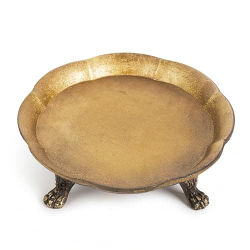Image of 100% Solid Brass Clawfoot Pedestal Candle Dish – Vintage Style Decorative Candle Holder & Jewelry Trinket Tray – Heavyweight Brass Plate for Wax Candles, Rings & Small Accessories